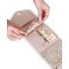 image:imageBAGSMART Travel Jewelry Organizer Roll Foldable Jewelry Case for JourneyRings Necklaces Bracelets Earrings Soft PinkBeige