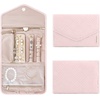 image:imageBAGSMART Travel Jewelry Organizer Roll Foldable Jewelry Case for JourneyRings Necklaces Bracelets Earrings Soft PinkLight Pink