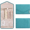 image:imageBAGSMART Travel Jewelry Organizer Roll Foldable Jewelry Case for JourneyRings Necklaces Bracelets Earrings Soft PinkTeal