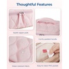 image:imageBAGSMART Travel Makeup Bag 2Piece Puffy Quilted Cute Make Up Bag Cosmetic Bags for Women Large WideOpen Toiletry Pouch Gifts for Toiletries Accessories Travelling Essentials Pink