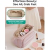 image:imageBAGSMART Travel Makeup Bag Cosmetic Bag Small Make Up Organizer CaseWideopen Pouch for Women Purse for Toiletries Accessories BrushesLarge Beige021 Layer Pink