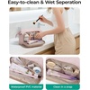image:imageBAGSMART Travel Makeup Bag Cosmetic Bag Small Make Up Organizer CaseWideopen Pouch for Women Purse for Toiletries Accessories BrushesLarge Beige031 Layer Brown
