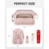 image:imageBAGSMART Travel Makeup Bag Cosmetic Bag Small Make Up Organizer CaseWideopen Pouch for Women Purse for Toiletries Accessories BrushesLarge Beige112 Layers Pink