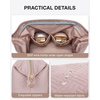 image:imageBAGSMART Travel Makeup Bag Cosmetic Bag Small Make Up Organizer CaseWideopen Pouch for Women Purse for Toiletries Accessories BrushesLarge BeigeA1 Layer Pink