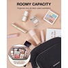 image:imageBAGSMART Travel Makeup Bag Cosmetic Bag Small Make Up Organizer CaseWideopen Pouch for Women Purse for Toiletries Accessories BrushesLarge BeigeC1 Layer Black
