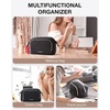 image:imageBAGSMART Travel Makeup Bag Cosmetic Bag Small Make Up Organizer CaseWideopen Pouch for Women Purse for Toiletries Accessories BrushesLarge BeigeC1 Layer Black
