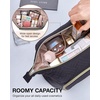 image:imageBAGSMART Travel Makeup Bag Cosmetic Bag Small Make Up Organizer CaseWideopen Pouch for Women Purse for Toiletries Accessories BrushesLarge BeigeC1 Layer Black