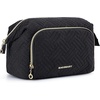 image:imageBAGSMART Travel Makeup Bag Cosmetic Bag Small Make Up Organizer CaseWideopen Pouch for Women Purse for Toiletries Accessories BrushesLarge BeigeC1 Layer Black