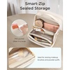 image:imageBAGSMART Travel Makeup Bag Make Up Bag with Multiple Compartments for Organizer Durable amp Compact Cosmetic Organizer for Women for Travel Accessories BeigeWarm gray