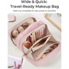 image:imageBAGSMART Travel Makeup Bag Make Up Bag with Multiple Compartments for Organizer Durable amp Compact Cosmetic Organizer for Women for Travel Accessories BeigePink