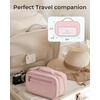 image:imageBAGSMART Travel Makeup Bag Make Up Bag with Multiple Compartments for Organizer Durable amp Compact Cosmetic Organizer for Women for Travel Accessories BeigePink