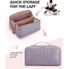 image:imageBAGSMART Travel Makeup Bag for Women Portable Waterresistant Cosmetic Case Puffy Padded Make Up Organizer Pouch Open Flat Toiletry Bag for Toiletries Brushes PinkAPurple