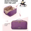 image:imageBAGSMART Travel Makeup Bag for Women Portable Waterresistant Cosmetic Case Puffy Padded Make Up Organizer Pouch Open Flat Toiletry Bag for Toiletries Brushes Pink22Purple
