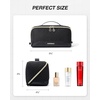 image:imageBAGSMART Travel Makeup Bag for Women Portable Waterresistant Cosmetic Case Puffy Padded Make Up Organizer Pouch Open Flat Toiletry Bag for Toiletries Brushes PinkBlack