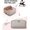 image:imageBAGSMART Travel Makeup Bag for Women Portable Waterresistant Cosmetic Case Puffy Padded Make Up Organizer Pouch Open Flat Toiletry Bag for Toiletries Brushes Pink19Tranquil Gray