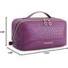 image:imageBAGSMART Travel Makeup Bag for Women Portable Waterresistant Cosmetic Case Puffy Padded Make Up Organizer Pouch Open Flat Toiletry Bag for Toiletries Brushes PinkAPurple