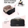 image:imageBAGSMART Travel Makeup Bag for Women Portable Waterresistant Cosmetic Case Puffy Padded Make Up Organizer Pouch Open Flat Toiletry Bag for Toiletries Brushes PinkBlack