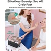image:imageBAGSMART Travel Makeup Bag for Women Portable Waterresistant Cosmetic Case Puffy Padded Make Up Organizer Pouch Open Flat Toiletry Bag for Toiletries Brushes Pink17Blue Ditsy Floral
