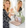 image:imageBAGSMART Travel Toiletry Bag Puffy Large Toiletry Bag for Women Lightweight Cosmetic Makeup Bag Organizer with Handle for Traveling Accessories Essentials Toiletries BlackELight Green