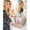 image:imageBAGSMART Travel Toiletry Bag Puffy Large Toiletry Bag for Women Lightweight Cosmetic Makeup Bag Organizer with Handle for Traveling Accessories Essentials Toiletries BlackDLight Camel