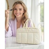 image:imageBAGSMART Travel Toiletry Bag Puffy Large Toiletry Bag for Women Lightweight Cosmetic Makeup Bag Organizer with Handle for Traveling Accessories Essentials Toiletries BlackCBeige