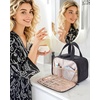 image:imageBAGSMART Travel Toiletry Bag Puffy Large Toiletry Bag for Women Lightweight Cosmetic Makeup Bag Organizer with Handle for Traveling Accessories Essentials Toiletries BlackBBlack
