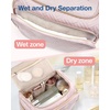 image:imageBAGSMART Travel Toiletry Bag for Women Cosmetic Bag Makeup Bag Organizer with Handle Travel Bag for Toiletries Travel Accessories Full Sized ContainerPink