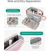 image:imageBAGSMART Travel Toiletry Bag for Women Wideopen Makeup Bag Organizer Puffy Make Up Case Large Capacity Cosmetic Organizer for Women for Travel Essentials Toiletries Accessories BottlesBlackWarm Beige