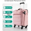 image:imageBAGSMART Underseat Carry on Luggage with Wheels Soft Small Travel Luggage with PVC WetDry Pockets Lightweight Soft Personal Item Suitcase for Short TripCamerSakura Pink