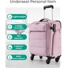 image:imageBAGSMART Underseat Carry on Luggage with Wheels Soft Small Travel Luggage with PVC WetDry Pockets Lightweight Soft Personal Item Suitcase for Short TripCamerPurple