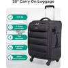 image:imageBAGSMART Underseat Carry on Luggage with Wheels Soft Small Travel Luggage with PVC WetDry Pockets Lightweight Soft Personal Item Suitcase for Short TripCamerBlack