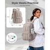 image:imageBAGSMART Womens Backpack Travel Laptop Backpack for Women Quilted College Laptop Bookbag Work Back Pack for Women Cute Computer WaterResistant Casual Daypack Puffer Black20coffee Brown