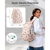 image:imageBAGSMART Womens Backpack Travel Laptop Backpack for Women Quilted College Laptop Bookbag Work Back Pack for Women Cute Computer WaterResistant Casual Daypack Puffer Black16strawberry Print