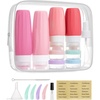 image:imageBAGSMART 18 Pack TSA Approved Travel Bottles for Toiletries Leak Proof Silicone Travel Size Containers Bottles for Shampoo GreyRose Pink3