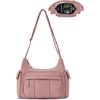 image:imageBAGSMART 2 in 1 Puffy Camera Sling Bag for Photographer Everyday Shoulder Crossbody Bag with Pockets Digital Camera Case for DSLRMirrorless Light BeigeDark Pink