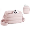 image:imageBAGSMART 2Pc Set Small Crossbody Bags for Women Puffer Shoulder Hobo Purse  Small Hobo Bag with Detachable Cute Earbuds Pouch WaterResistant Quilted Nylon Fabric Daily Casual Travel Work ErrandsCandy Pink