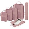 image:imageBAGSMART 6 Set Compression Packing Cubes Travel Luggage Organizer Bags01Dusty Pink