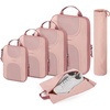 image:imageBAGSMART 6 Set Compression Packing Cubes Travel Luggage Organizer Bags02Baby Pink