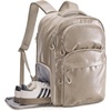 image:imageBAGSMART Carry On Travel Backpack 17 Inch Large Travel backpack Carry On Flight Approved Antitheft Personal Item Backpack Travel Bag With Shoe Bag 30L Water Resistant Casual Daypack BeigeCamel