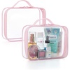 image:imageBAGSMART Clear Toiletry Bag TSA Approved Travel Toiletry Bag Carry On Travel Accessories Bag Airport Airline Quart Size Bags waterresistant Makeup Bag for WomenPinkwith handle180 open