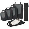 image:imageBAGSMART Compression Packing Cubes for Travel 654set Lightweight Packing Organizers Summer Travel Essentials Suitcase Organizer Bags SetDBlack