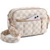 image:imageBAGSMART Cross Body Purse Mini Crossbody Bags for Women Travel Purse Puffy Shoulder Handbag Wallet with RFID Blocking Slots BrownsmallCheckered