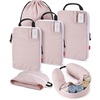 image:imageBAGSMART Exclusive Compression Packing Cubes for Travel with Neck Pillow  6 set travel essentials premium taslan organizer bags for budget airline carryons luggage suitcases closets cruisesBaby Pink