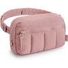 image:imageBAGSMART Fanny Packs for Women Cross Body Quilted Puffy Belt Bag with Pockets Fashion Waist Packs for Traveling Hiking BlackDark Pink
