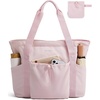 image:imageBAGSMART Foldable Tote Bag with Drawstring Bag Tote Bag Shoulder Bag Top Handle Handbag for Travel Work Beach GymFoldablepink