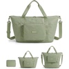 image:imageBAGSMART Foldable Travel Bag 37L Expandable Personal Item Bag Lightweight Travel Essentials for Women Water Resistant Extra Carry on Bag BlackGrayish green
