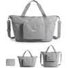 image:imageBAGSMART Foldable Travel Bag 37L Expandable Personal Item Bag Lightweight Travel Essentials for Women Water Resistant Extra Carry on Bag BlackGrey