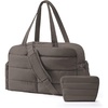 image:imageBAGSMART Gym Bag for Women Lightweight Puffer Duffle Bag 2PC Travel Bag 31L Weekender Overnight Bag Quilted Carry On Tote Bag Diaper Hospital Dance Bag for Travel Gym Water Resistant PinkCharcoal Grey