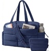 image:imageBAGSMART Gym Bag for Women Lightweight Puffer Duffle Bag 2PC Travel Bag 31L Weekender Overnight Bag Quilted Carry On Tote Bag Diaper Hospital Dance Bag for Travel Gym Water Resistant PinkNavy Blue