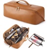 image:imageBAGSMART Hair Tool Organizer Travel Bag Compatible with Dyson Airwrap Shark Hair Dryer Wideopen Accessories Organizer with Heat Resistant Mat Makeup Bag for Dyson Attachments Curling Iron BlackBrownLeather